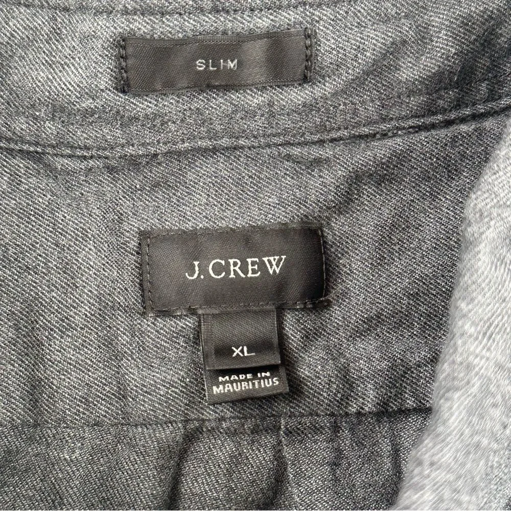 J.Crew Men’s SZ XL Slim Gray Button Down Shirt Brushed Cotton Flannel Classic